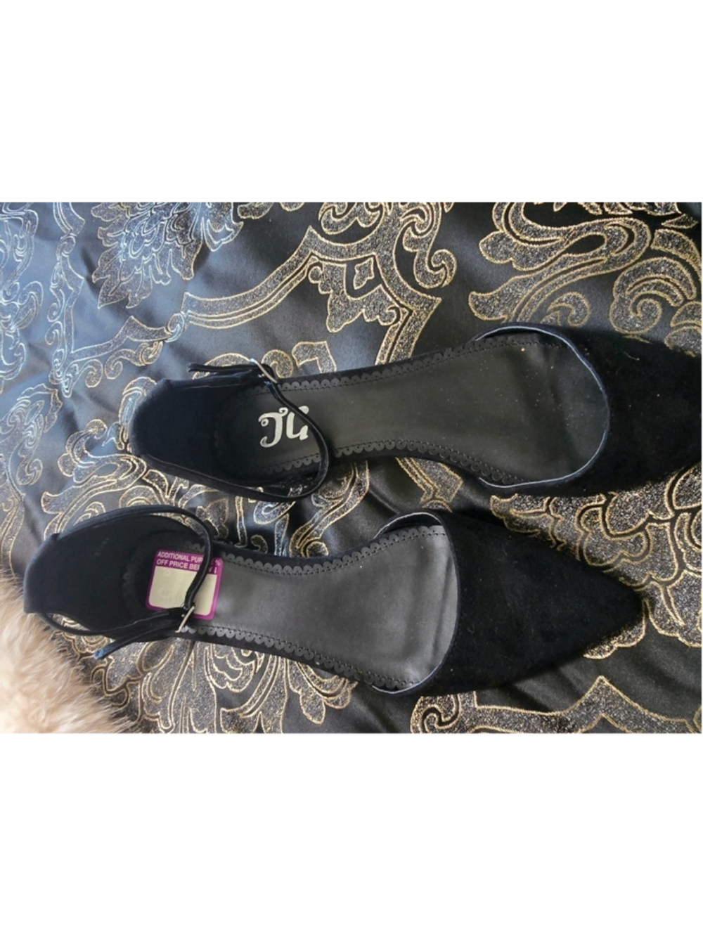 JG Black Velour Glitter Heel shoe size 9 NEW - Picture 2 of 7